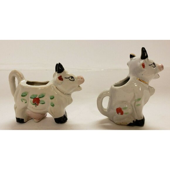 Creamers, Set of 2, Mini Cow  Made in Japan, Hand painted Vintage, (C70) - Picture 4 of 9